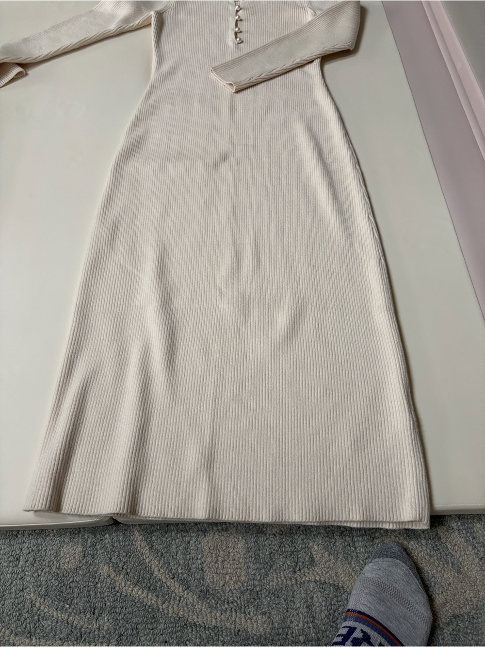 Abercrombie Ribbed Cream Midi Women's Classic Dress